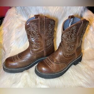 Ariat Fatbaby Saddle Cowboy Boots 8 B Brown Cowgirl Western Rodeo Pull On 14930